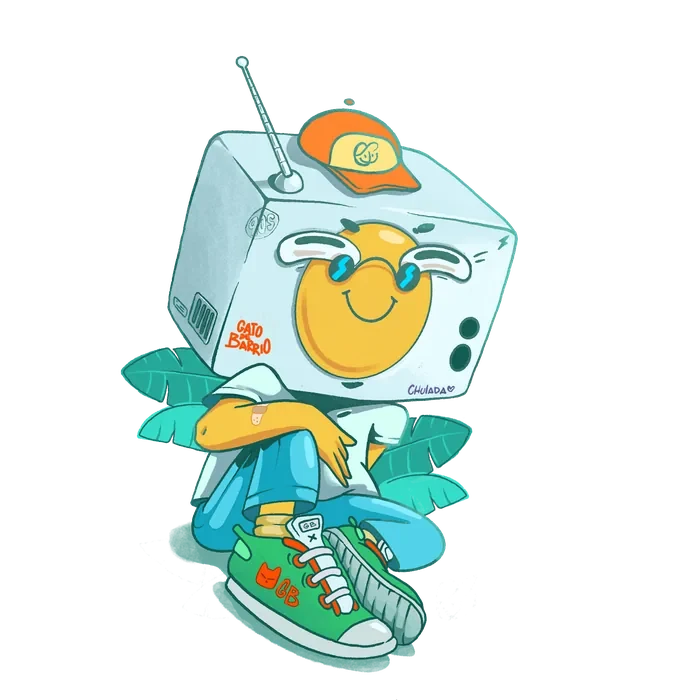Mascota de Yeah: un personaje con cabeza de televisor